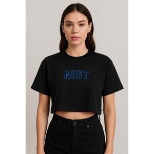New with Tags Monastery Couture Zita Black Crop Top  MST Embroidery Size M